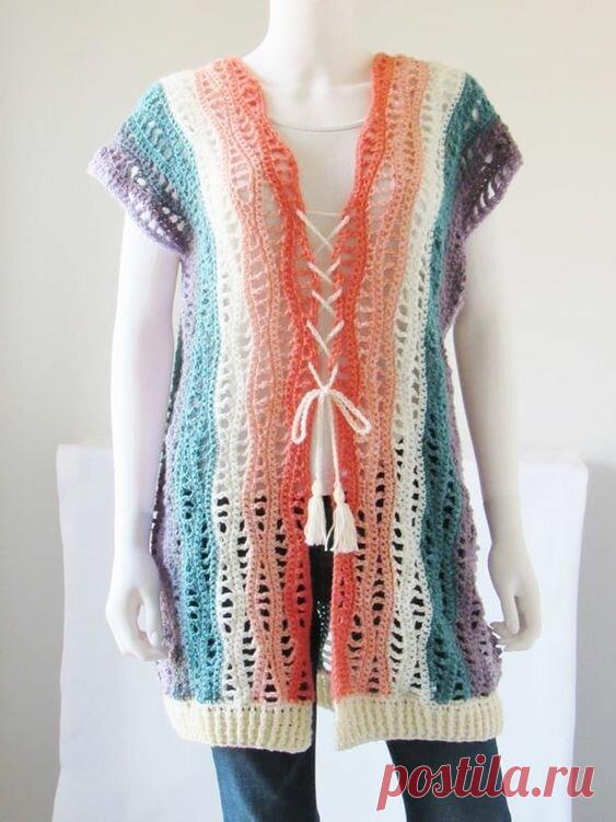 Жилетки и безрукавки из двух полос. Этот 