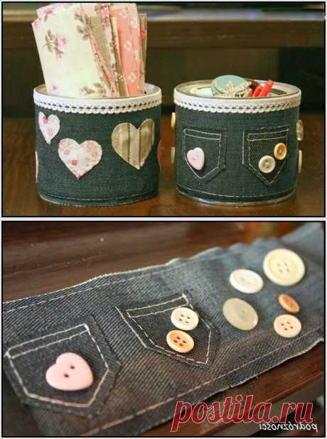 Карандашницы - органайзеры из джинс. Pencil holders - organizers of jeans. DIY tutorial ~ HandMadiya.com