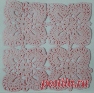Diagramas para tejer cuadrados a crochet (ganchillo) – Flor Rosa Claro | iKnitts.com