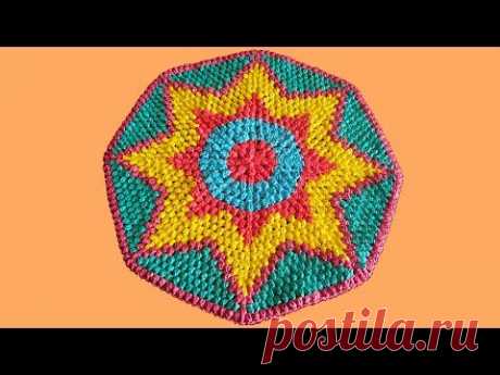 Коврик из пакетов. Коврик крючком из пакетов. Вязание коврика крючком. Часть 1. (crochet rug. P. 1)