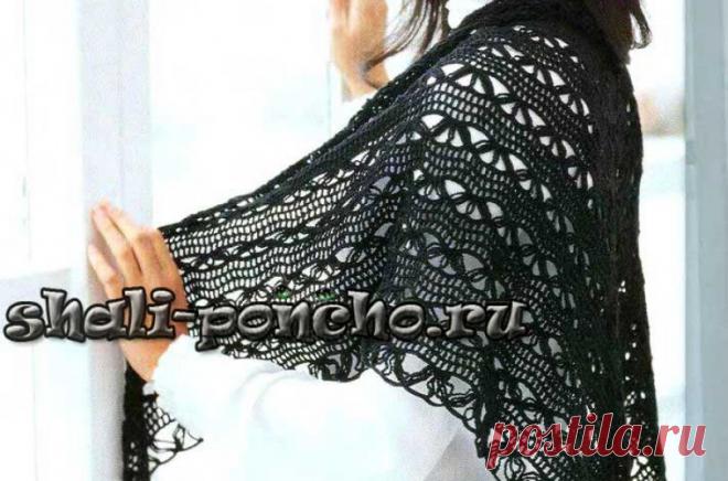 Ажурная черная шаль