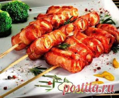 РУЛЕТИКИ ИЗ БЕКОНА С МЯСНОЙ НАЧИНКОЙ