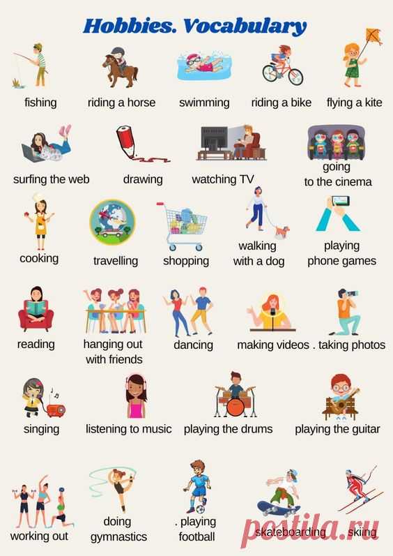 Hobbies. Vocabulary List worksheet