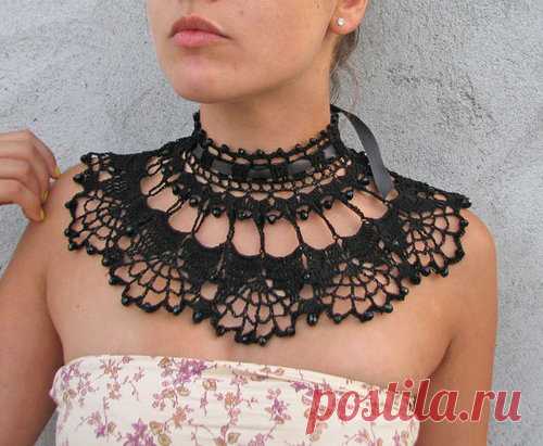 Crocheted with BLACK beads choker/necklace by kovale on Etsy от an_koko | We Heart It