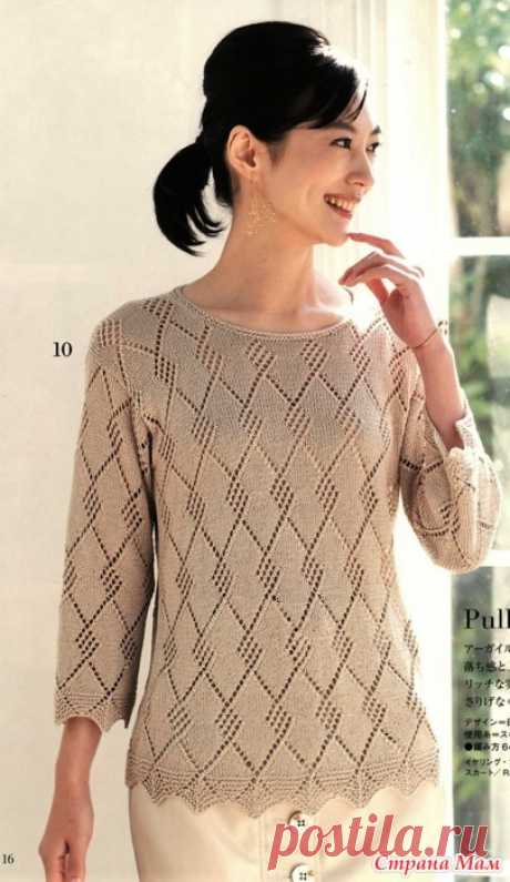 Джемпер с ажурными ромбами. Спицы. Let’s Knit Series NV80638 2020