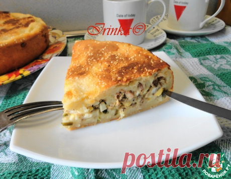Пирог "Весенний" с сайрой, яйцами и луком – кулинарный рецепт