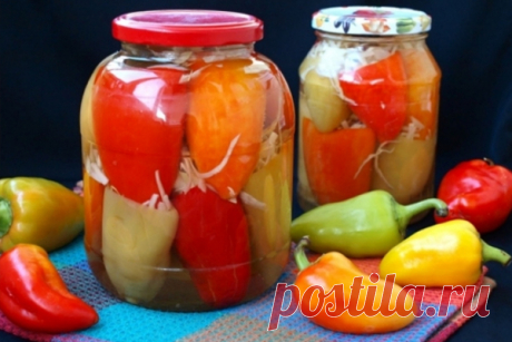 Перец фаршированный капустой на зиму