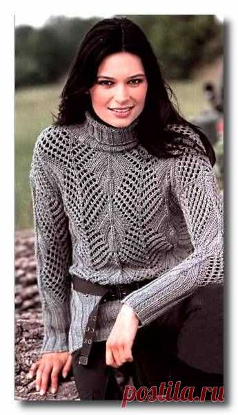 Ажурный свитер с узором в резинку. Схема вязания спицами бесплатно. - 22 Августа 2010 - Вязание спицами, модели и схемы для вязания на спицах