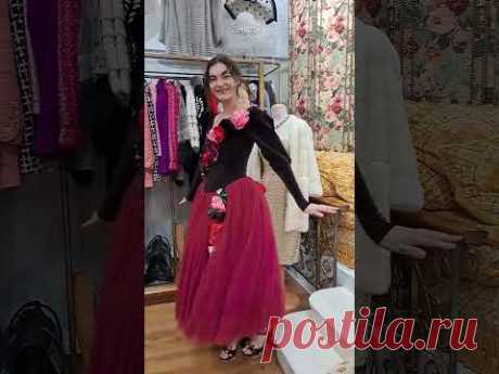 A beautiful girl is happy to try on a wonderful couture dress! #sorts #vintage #embroideryart