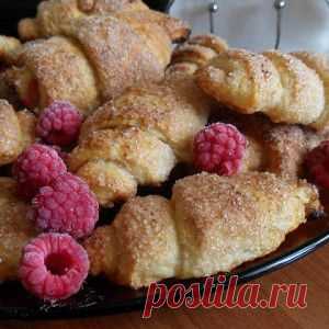 Творожные рогалики с малиной рецепт – выпечка и десерты