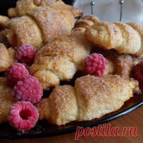 Творожные рогалики с малиной рецепт – выпечка и десерты