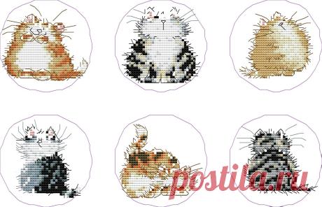 Сачать схему вышивки "Cat Coasters"
