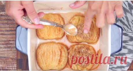 Запеченные яблоки с корицей и овсяными хлопьями. Отличный десерт на скорую руку