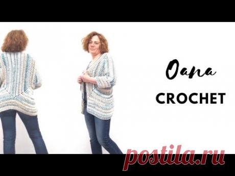 Crochet with 2 hexagons a cardigan by Oana