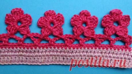 Crochet border Кайма цветочки вязание крючком 336﻿