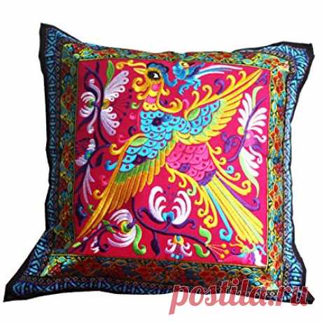 Jiu Bu 18 * 18 Inch Chinese Folk Style Vintage Embroidered Cushion Cover Suitable For Bed Sofa Car Etc,15#-18 * 18Inches: Amazon.co.uk: Kitchen & Home