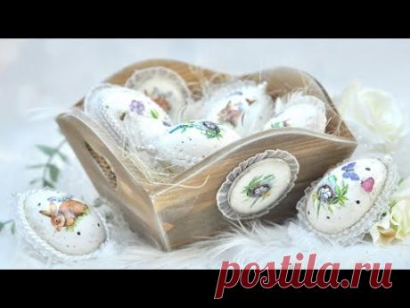 Decoupage pisanki romantyczne z falbankami - DIY tutorial