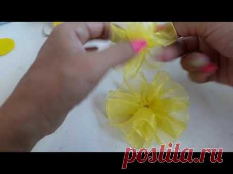 Flor simples em organza pra iniciantes