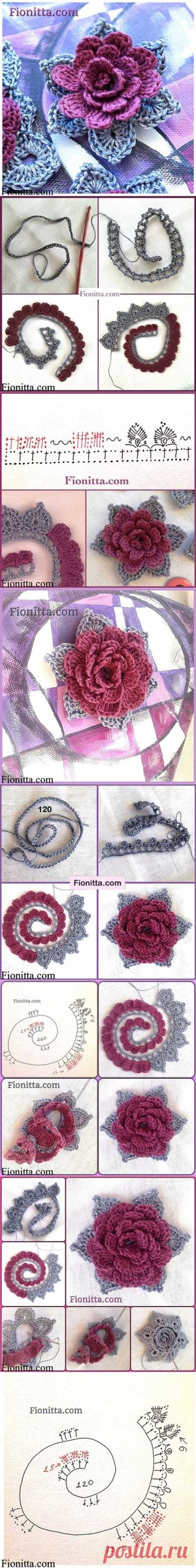 DIY 3D Crochet Rose in 3 Ways