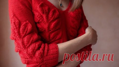 Вяжем пуловер узором &quot;Листья на ветке&quot; ♥ Часть 1 ♥ Вяжем спицами ♥ Wild Rose
