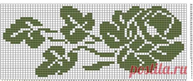 Филейное вязание - полосы из роз - Lilia Vignan