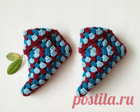 Яркие домашние тапочки крючком на основе бабушкиного квадрата » «Хомяк55» - всё о вязании спицами и крючком