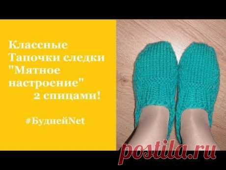 Классные Тапочки следки "Мятное настроение" 2 спицами!  Быстро и просто!