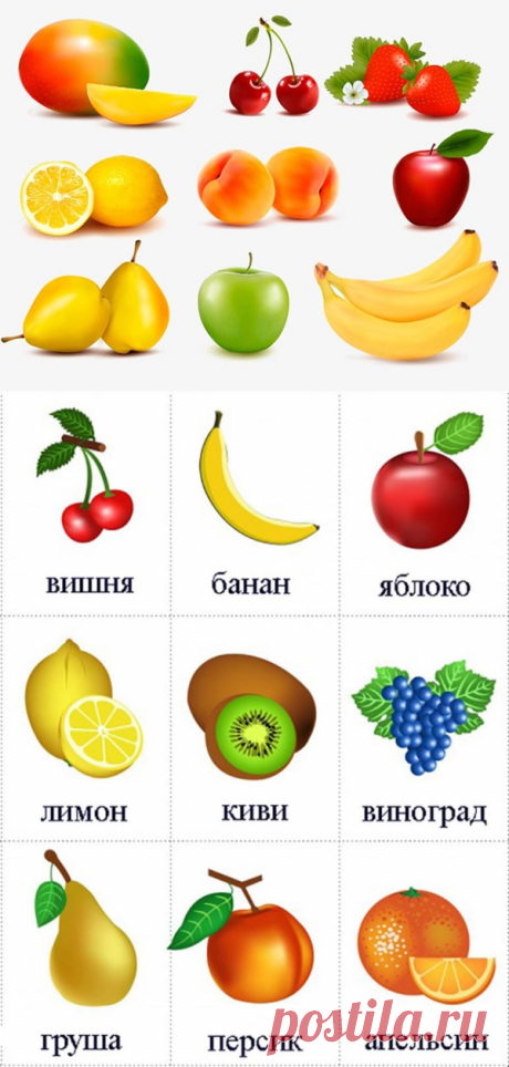 Фрукты картинки для детей (картинки, задания, раскраски, видео)