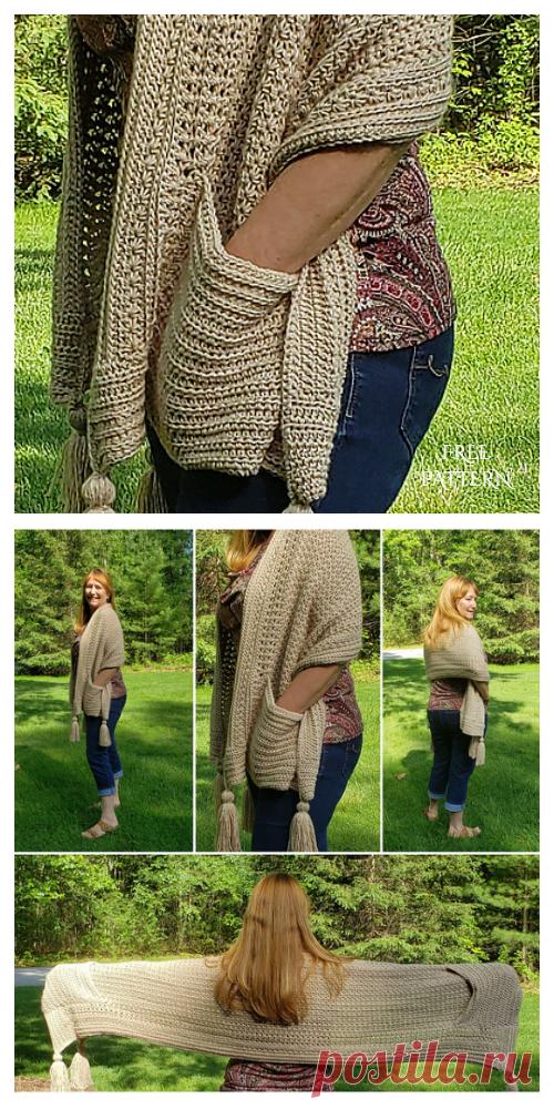 16 Reader's Pocket Wrap Shawl Free Crochet Patterns & Paid - DIY Magazine