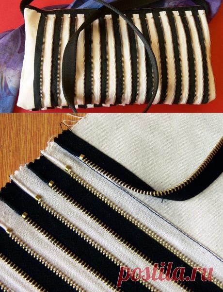 * СУМКА из... &quot;молний&quot; !!!   Комбинацией цветных или черных и белых молний, использованием их как открытых так и закрытых, можно добиться интересных результатов !..