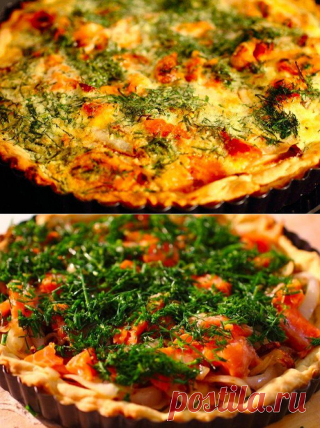 Пирог с копченой семгой и укропом