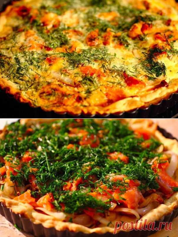 Пирог с копченой семгой и укропом
