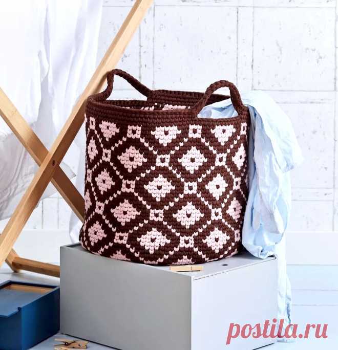 Варианты корзинок из трикотажной пряжи. | Простые рукоделки | Яндекс Дзен