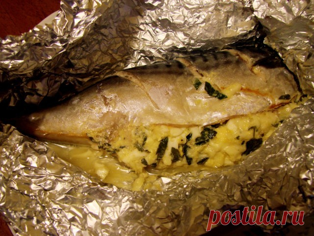 Запечённая в фольге скумбрия | Русская кухня