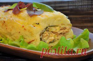 Картофельный рулет с шампиньонами, сыром и луком. Рецепт c фото, мы подскажем, как приготовить!