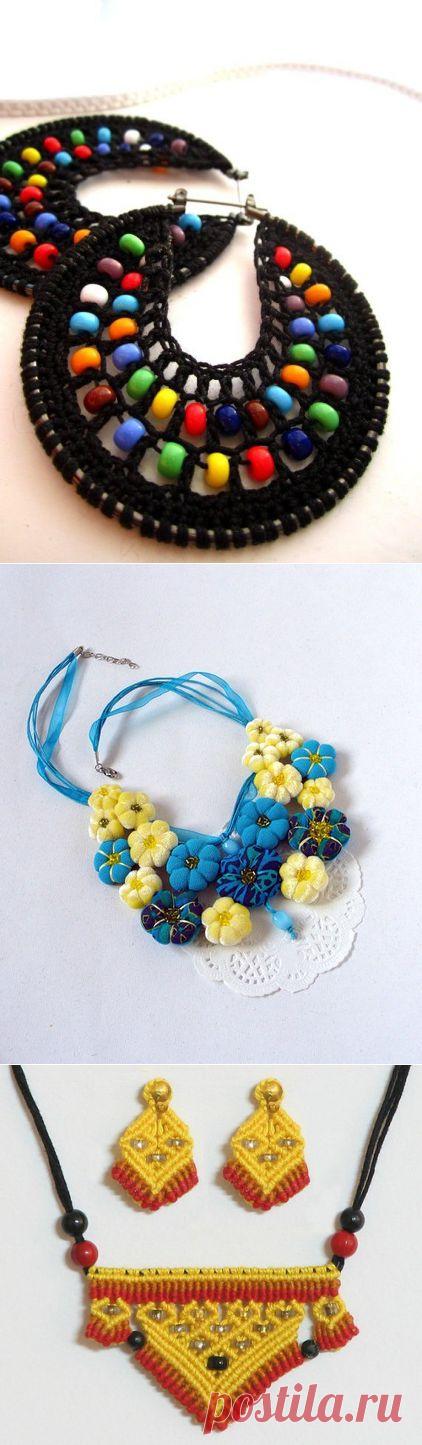 Текстильные украшения своими руками; кожа, ткань и пр.