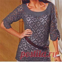 пуловер с ажурным узором