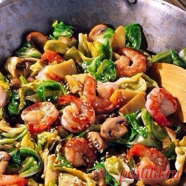 Вкусняшки: Креветки с овощным ассорти