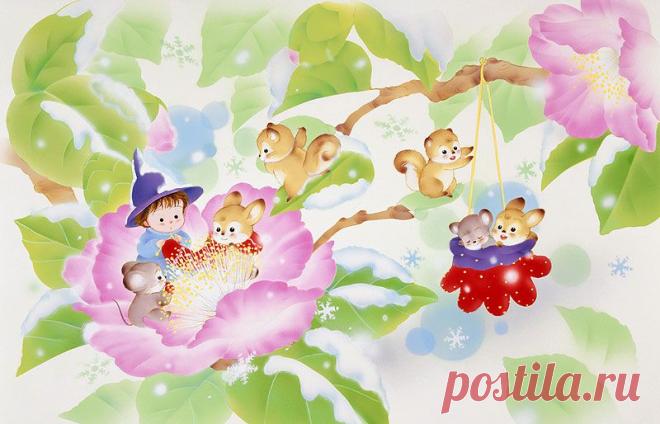 Фея и животные вязания в иллюстрациях животных Sasanqua