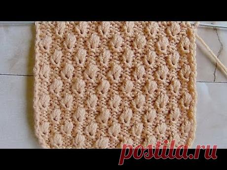 Рельефный узор с шишечками Вязание спицами Видеоурок 234