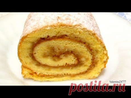 Сладкий #РУЛЕТ с Яблоками Нежный Бисквитный РУЛЕТ#Рецепт