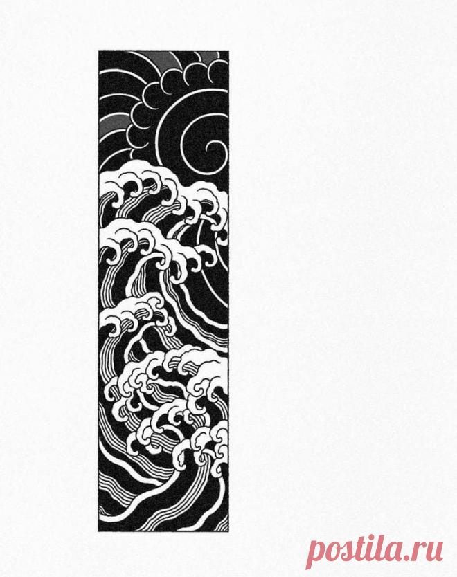 Гравировка. Эскиз. Волна.