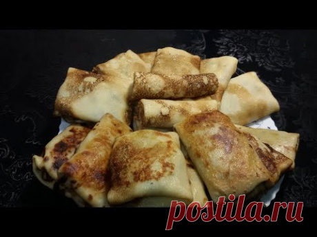 Блинчики с картофельным пюре и солёными огурцами