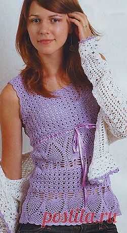 Ажурный топ крючком - схемы