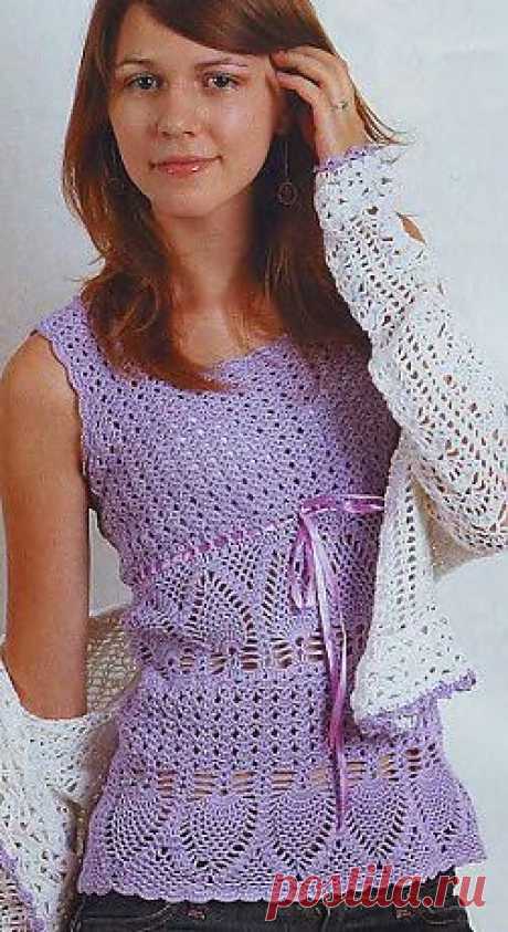 Ажурный топ крючком - схемы
