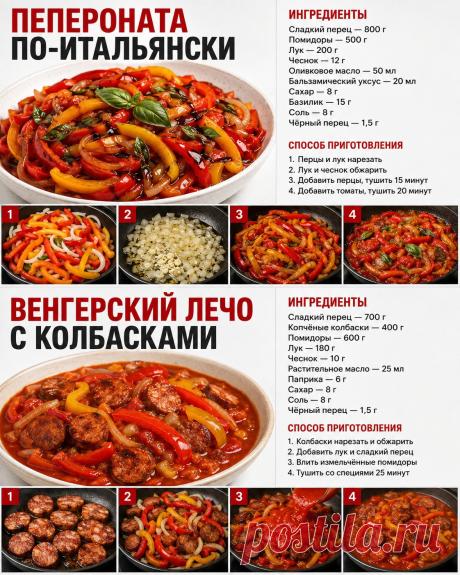 Пепероната по-итальянски. Венгерский лечо с колбасками