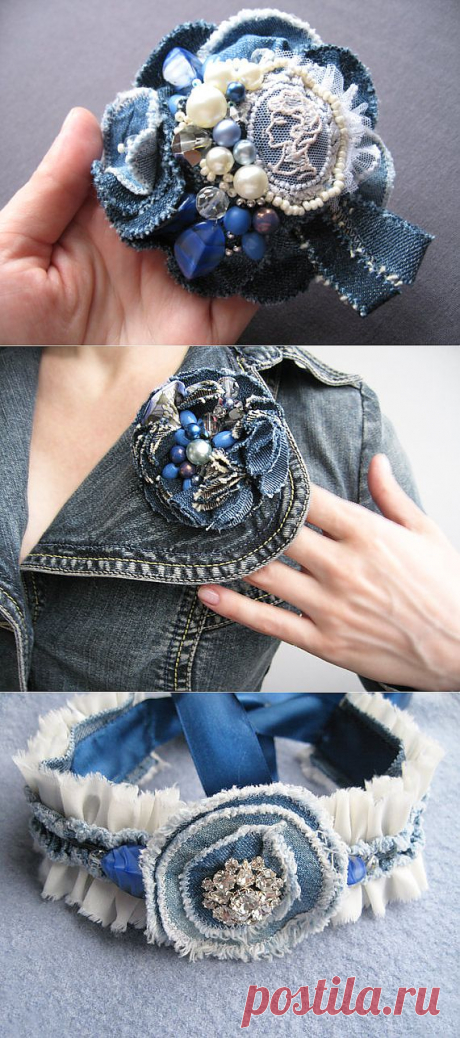 Handmade: Цветы из джинсовой ткани - идеи