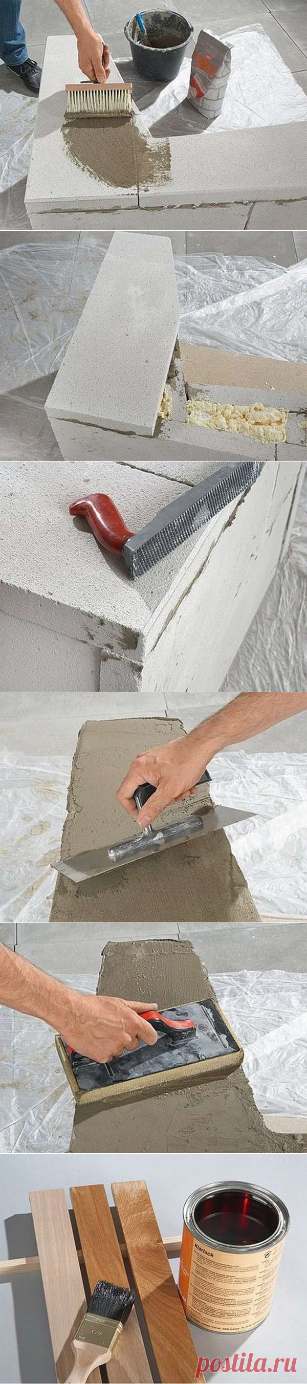 Мебель из бетонных блоков для сада