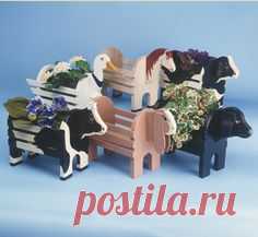 Animal Planter Collection Patterns This pattern set contains nine different animal planters: goose, duck, cow, rabbit, bull, pig, horse, dog and dinosaur. #diy #woodcraftpatterns