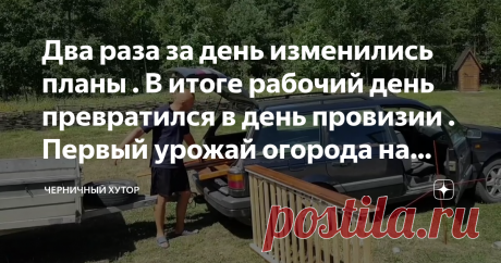 Два раза за день изменились планы . В итоге рабочий день превратился в день провизии . Первый урожай огорода на хуторе